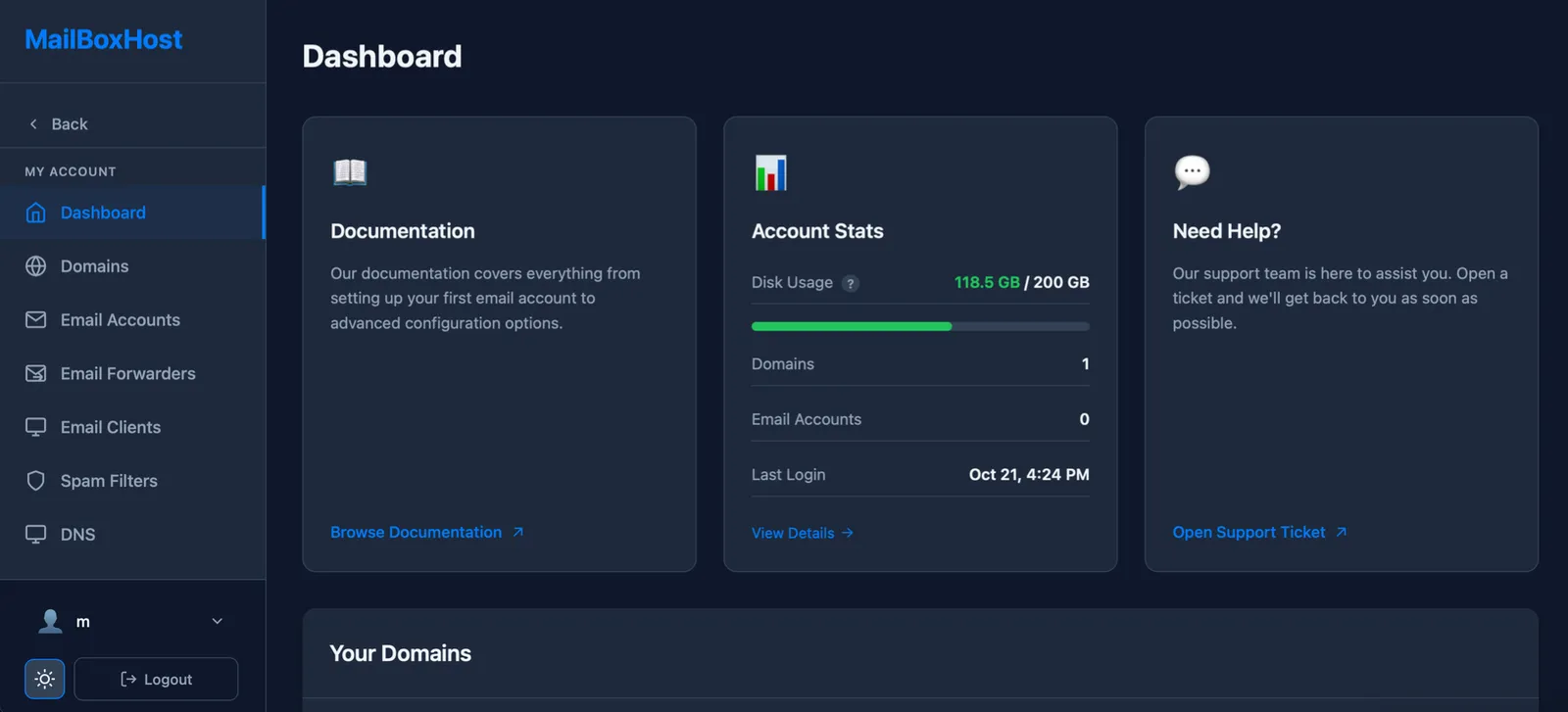 Custom OnePoundEmail panel