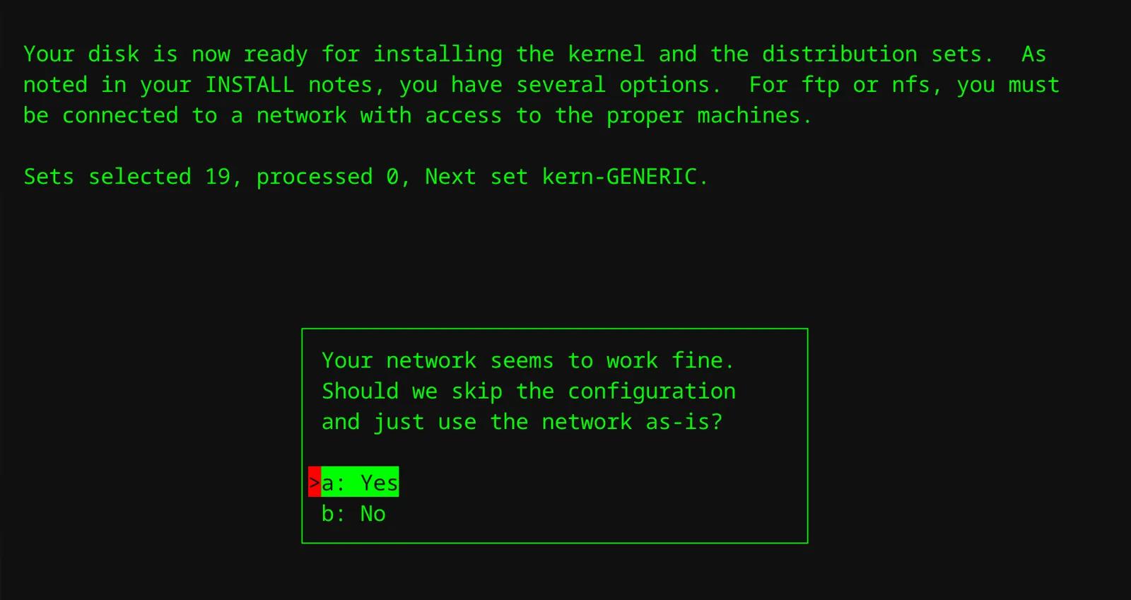 Confirm that the network is okay