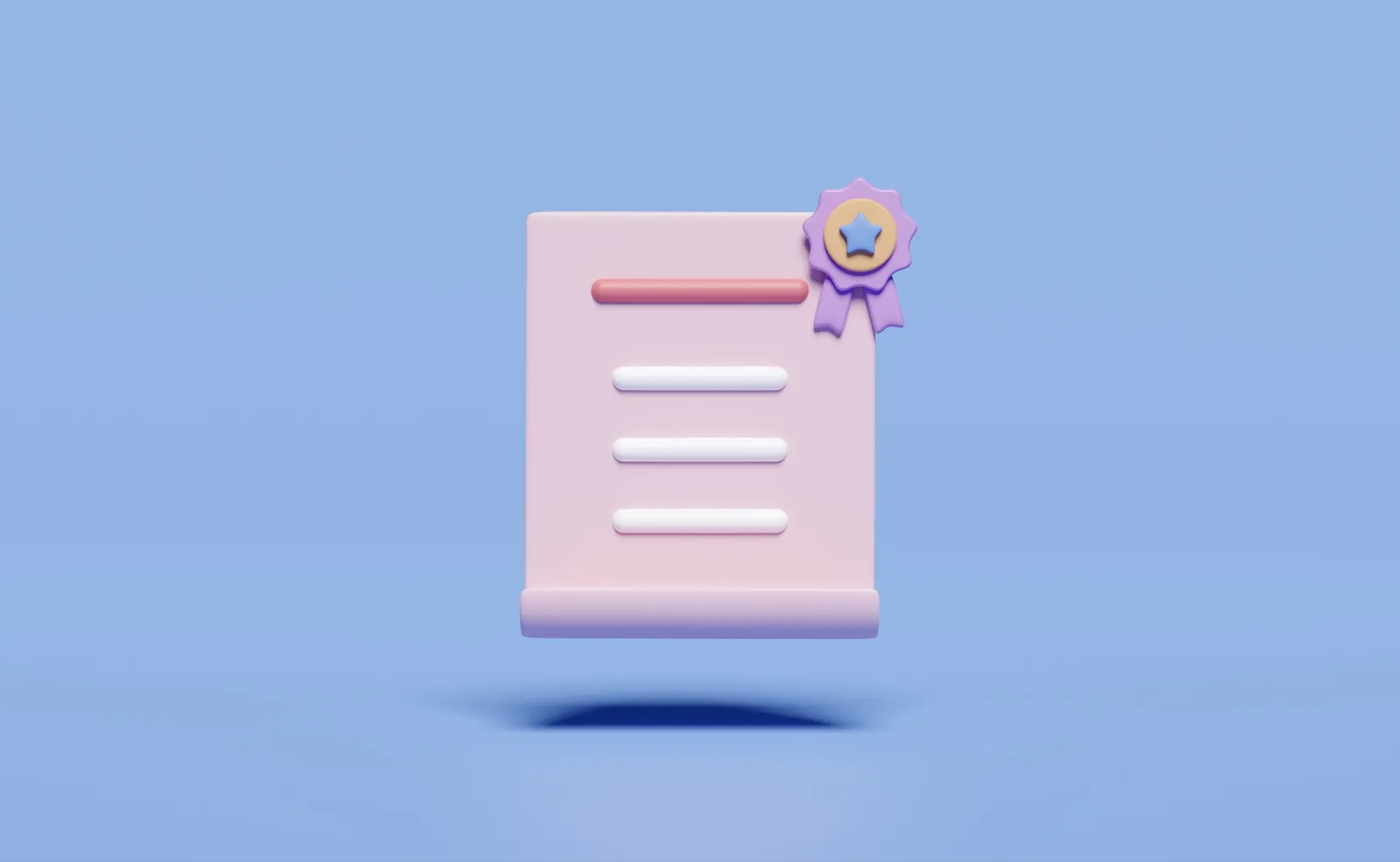 Featured image: a 3D illustration of a pink certificate scroll with a purple award ribbon and star seal