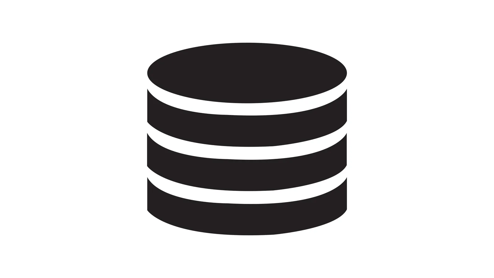 A simple black database cylinder icon
