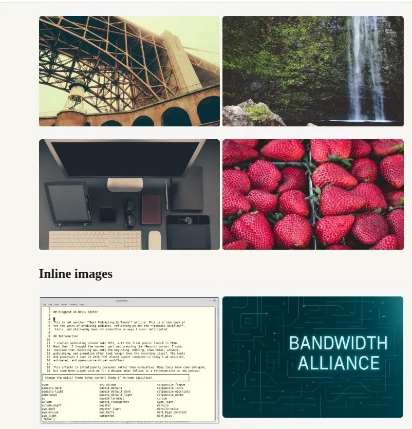 Gallery with images via CDN (Top), Inline (below)