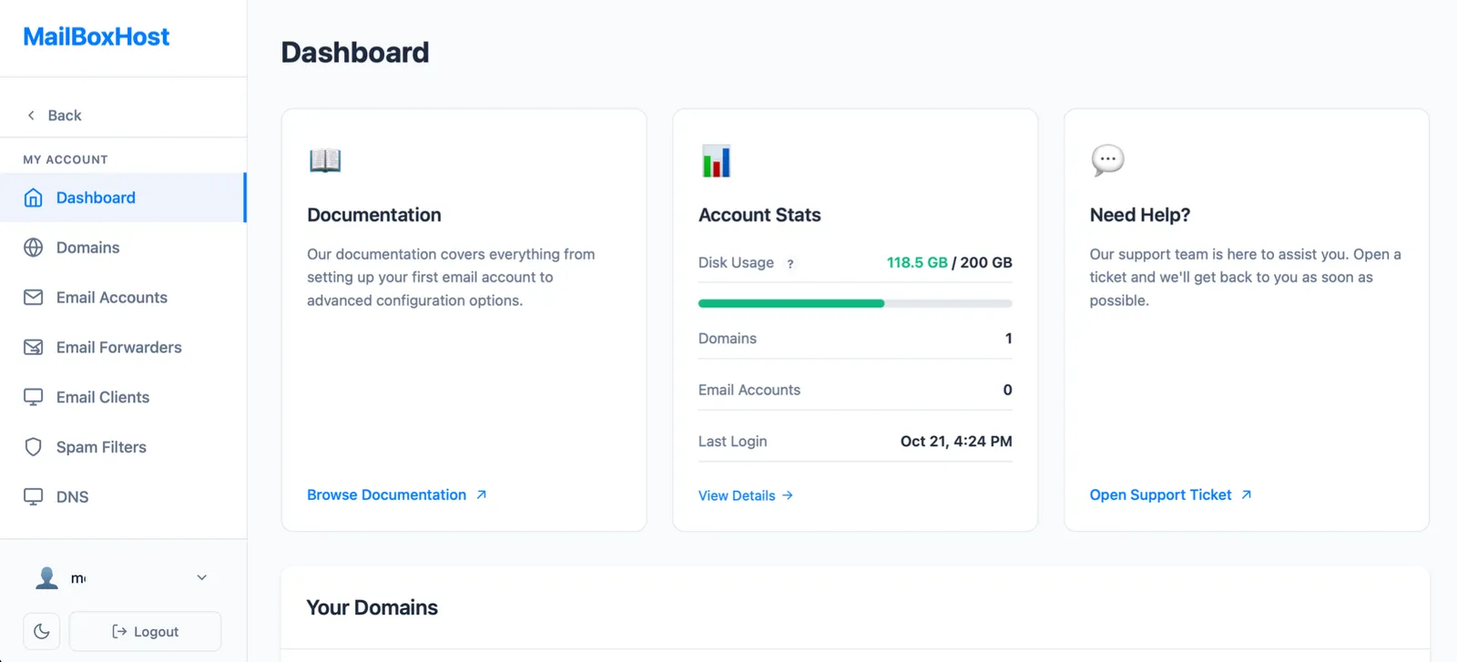 Custom OnePoundEmail panel