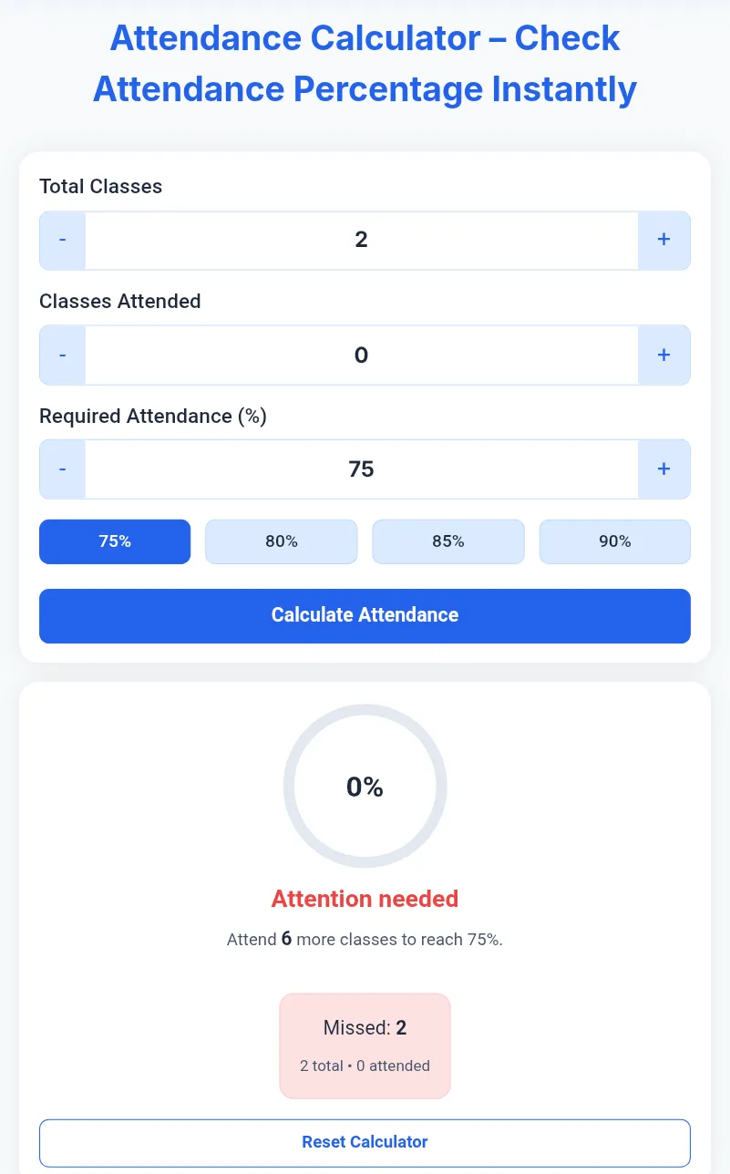2 total classes, attend 6 more classes