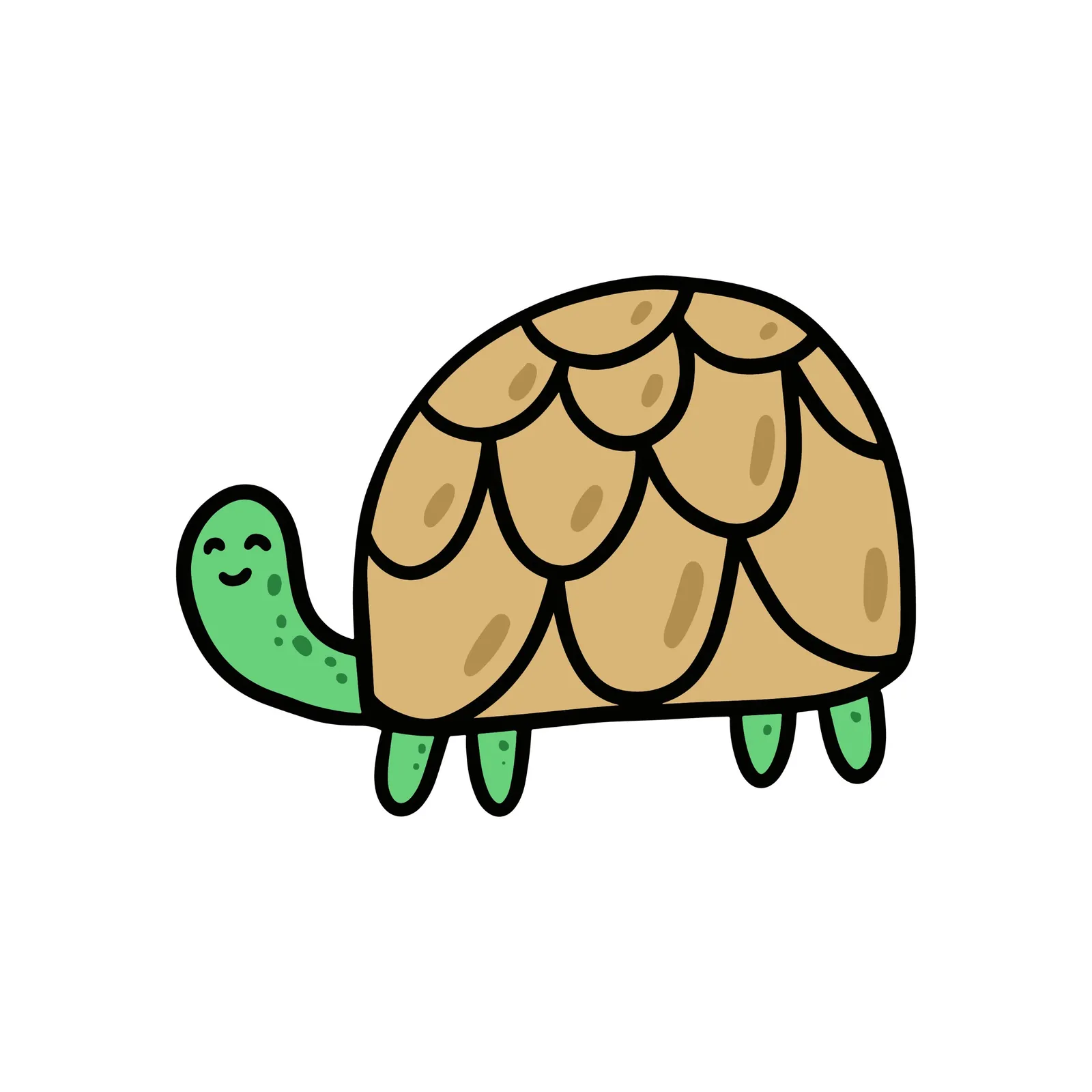 A cartoon illustration of a smiling turtle