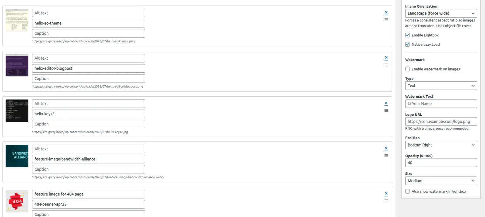 Adding image ALT, Title and Watermark